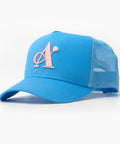 A Jewellers Indigo Signature Trucker Cap Bright Blue/Baby Pink