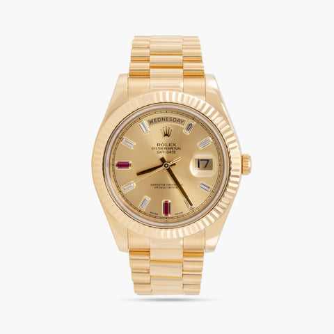 Rolex Day-Date 218238 41mm 2014 Factory Ruby Diamond Dial
